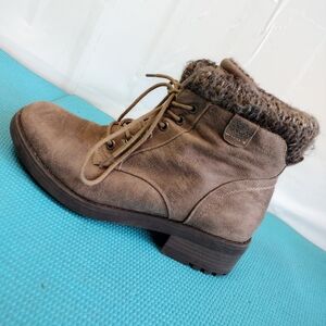 Bullboxer Kara Women's Ankle Boots Side Zip Lace Up Taupe Size 10